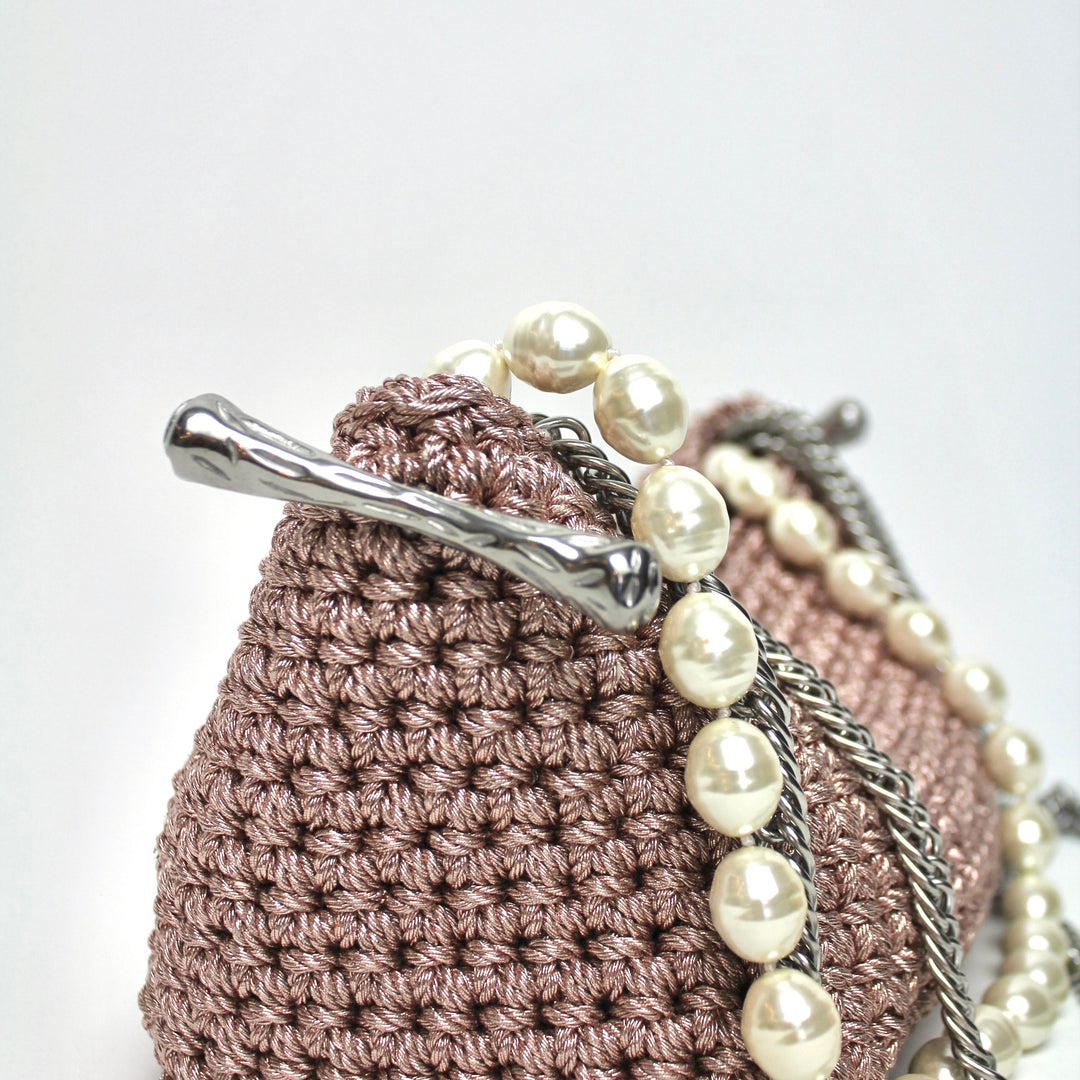 Small Pearl Stella Clasp Bag in Metallic