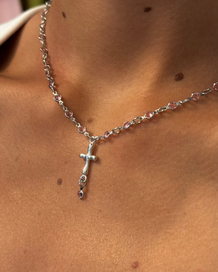 Crystal Chain Cross Chocker