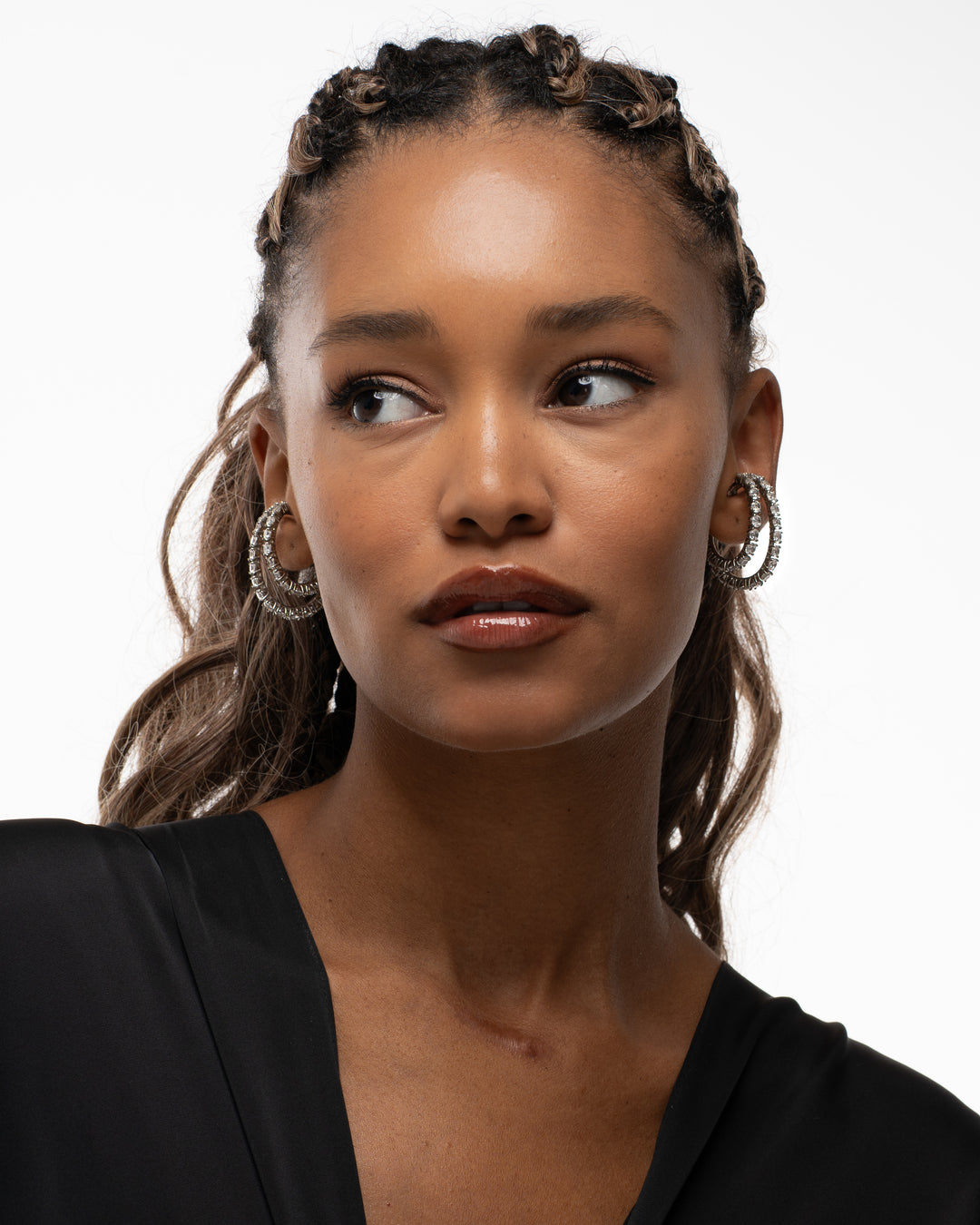 Double Crystal Sterling Silver 925 Ear Cuffs