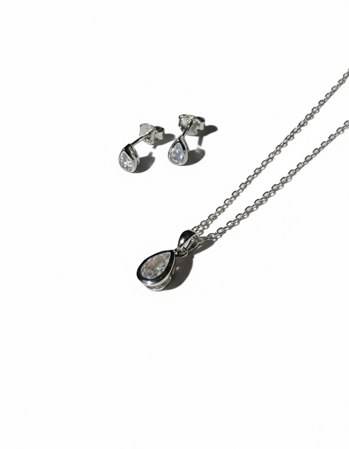 Drop Set Necklace & Earrings Set - Sterling Silver925