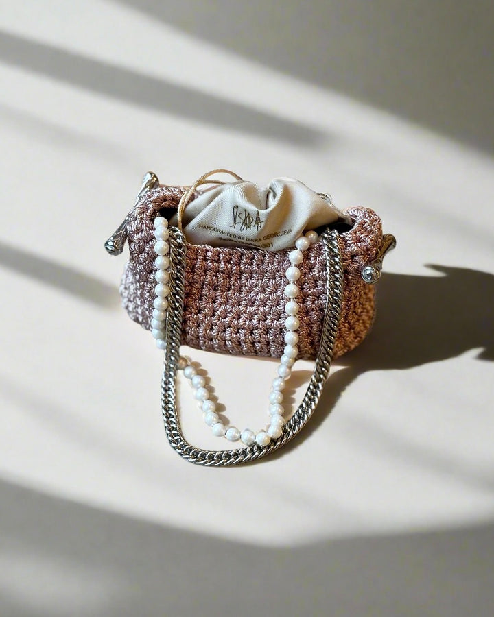 Mini Pearl Stella Clasp Bag in Metallic