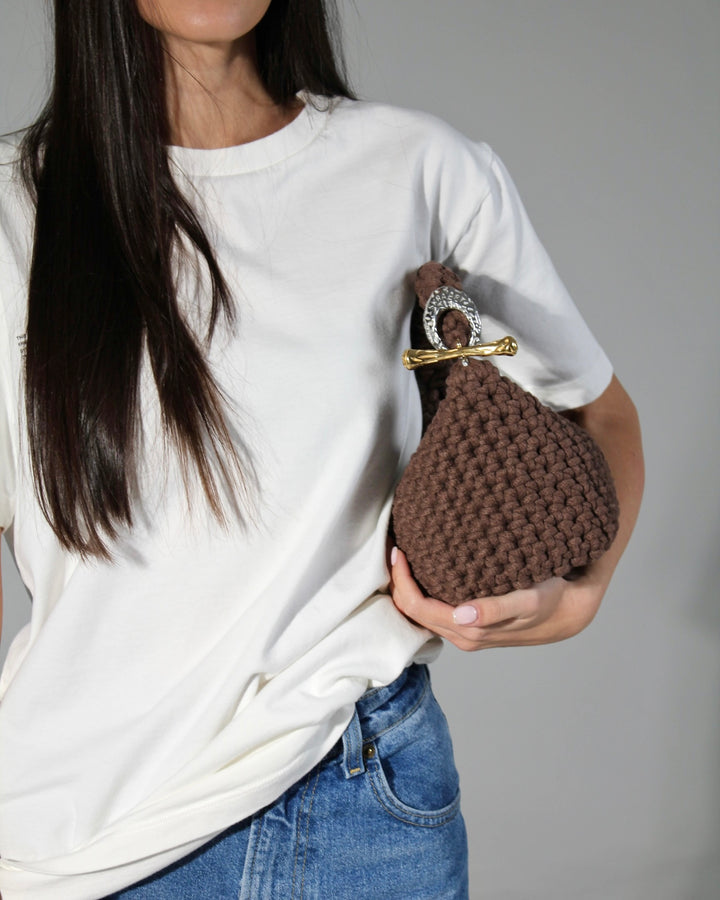 Gigi Clasp Bag - Brown