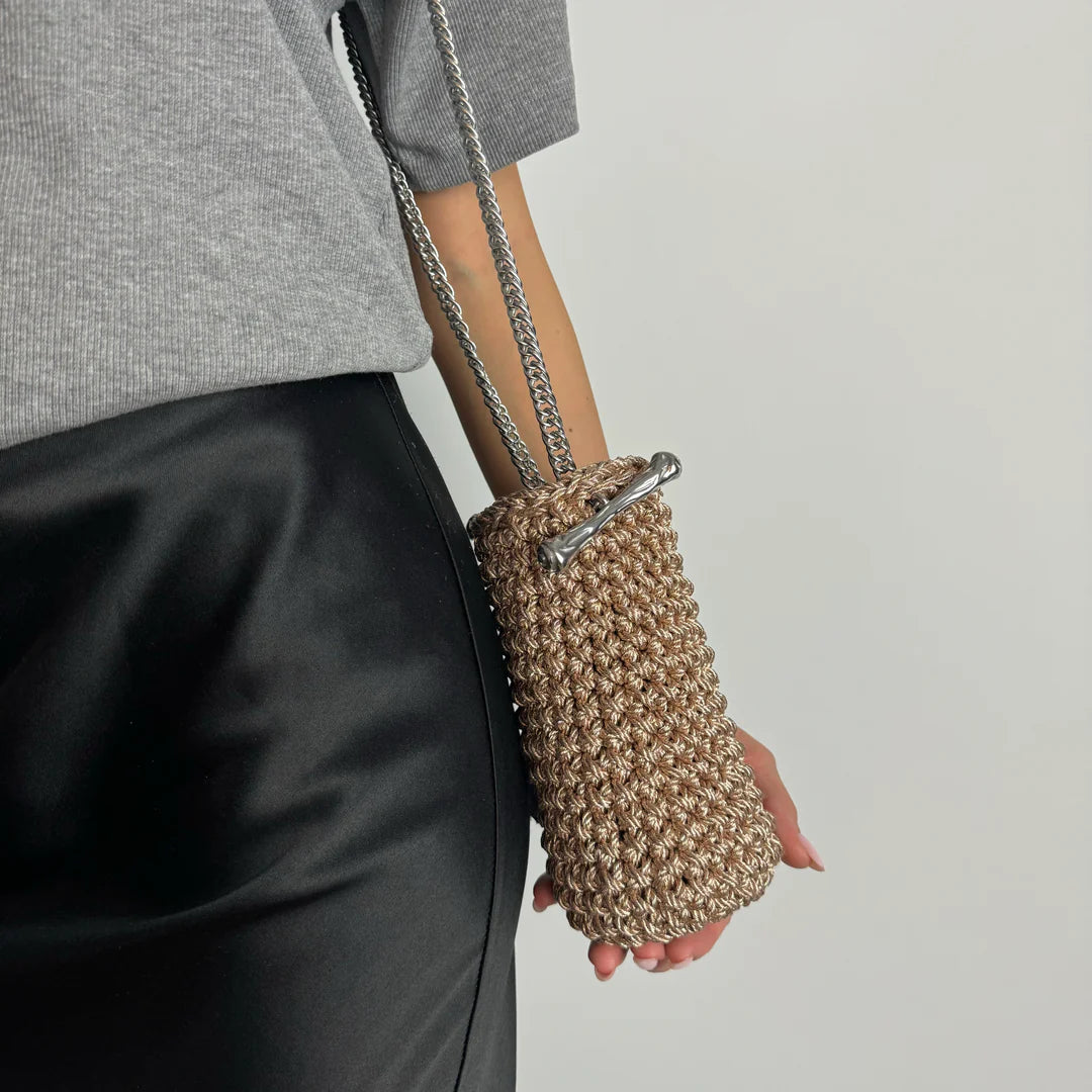 Bucket Clasp Bag in Metallic