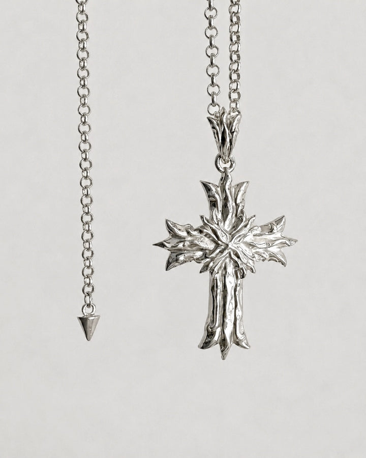 Royal Cross Necklace - Polished Sterling Silver