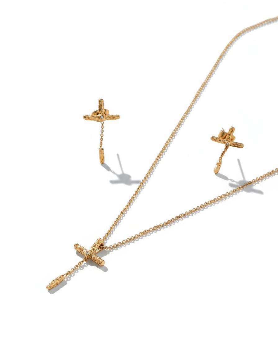 Freedom Stainless Steel Necklace & Earrings Set