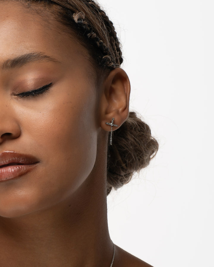 Freedom Stainless Steel Cross Earrings