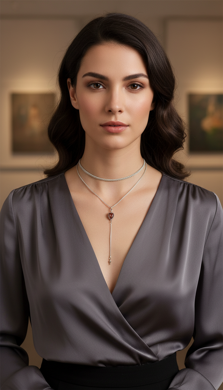 Vintage Rose Silver Necklace