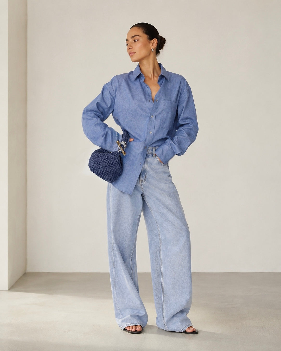 Gigi Clasp Bag - Denim