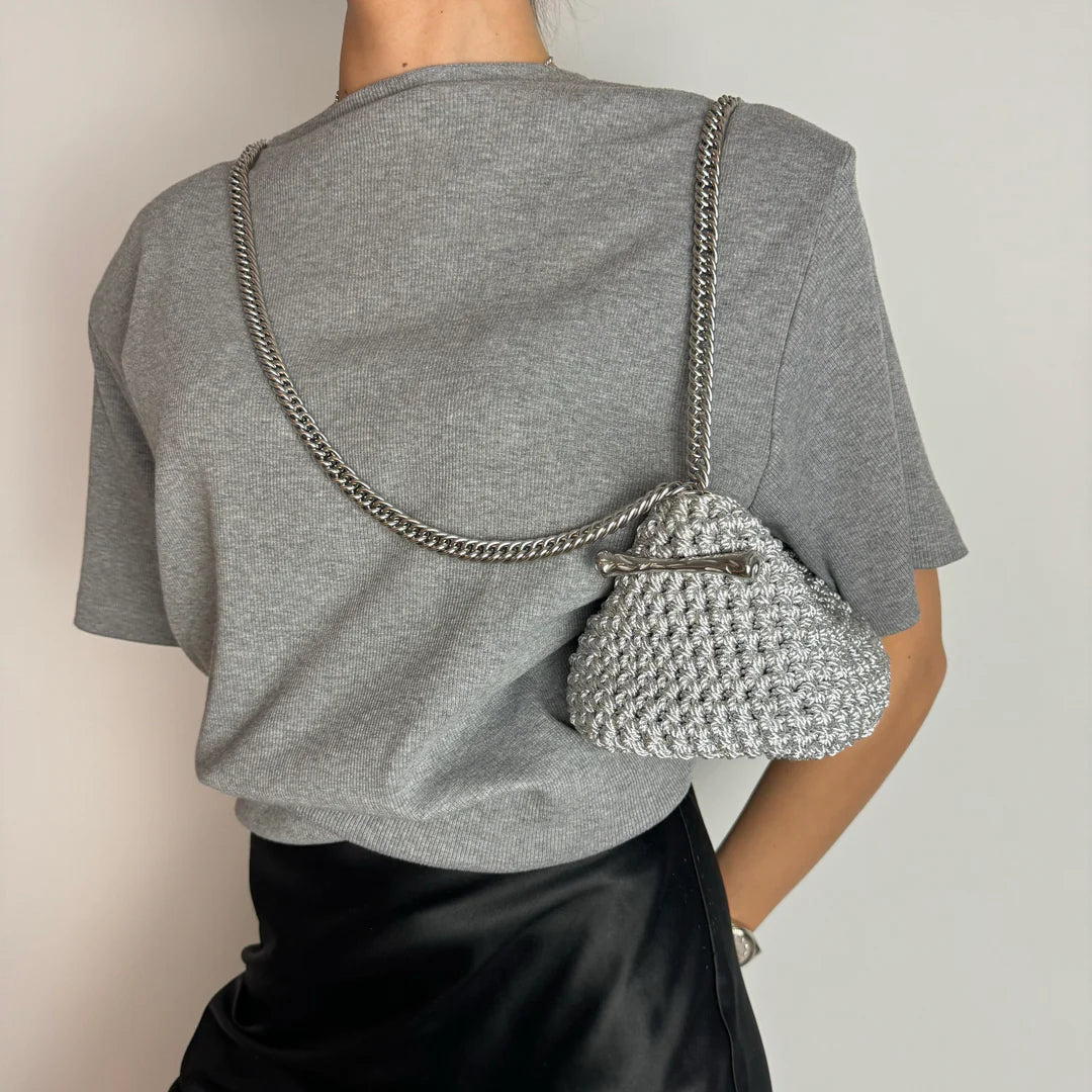 Stella Clasp Bag - Metallic Silver