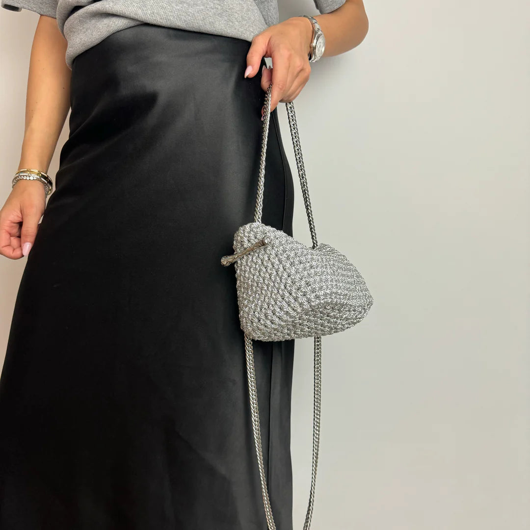 Stella Clasp Bag - Metallic Silver