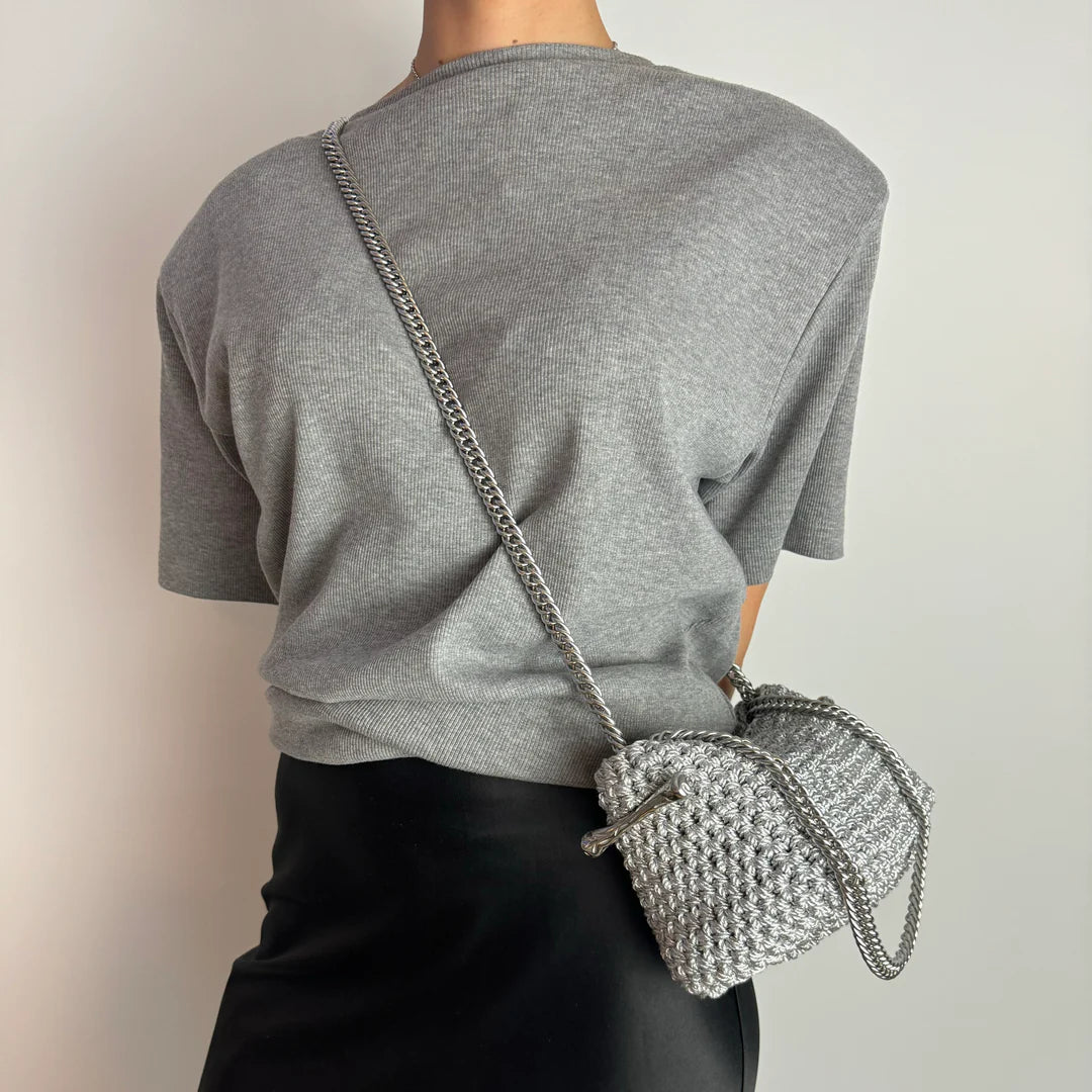 Stella Clasp Bag - Metallic Silver