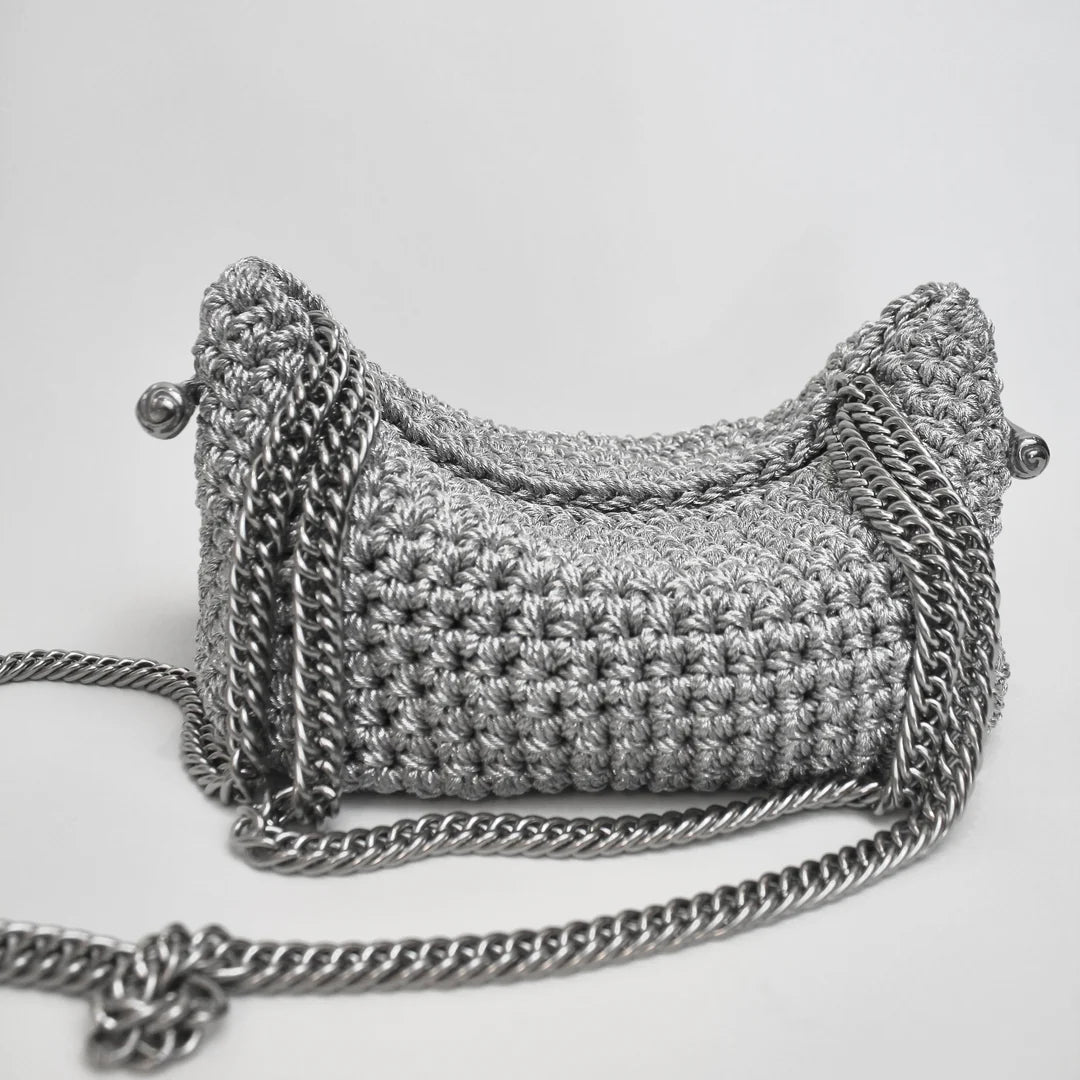 Stella Clasp Bag - Metallic Silver