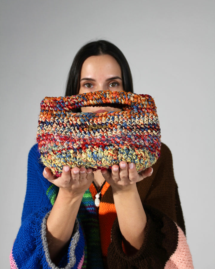 Jen Raffia & Silk Bag