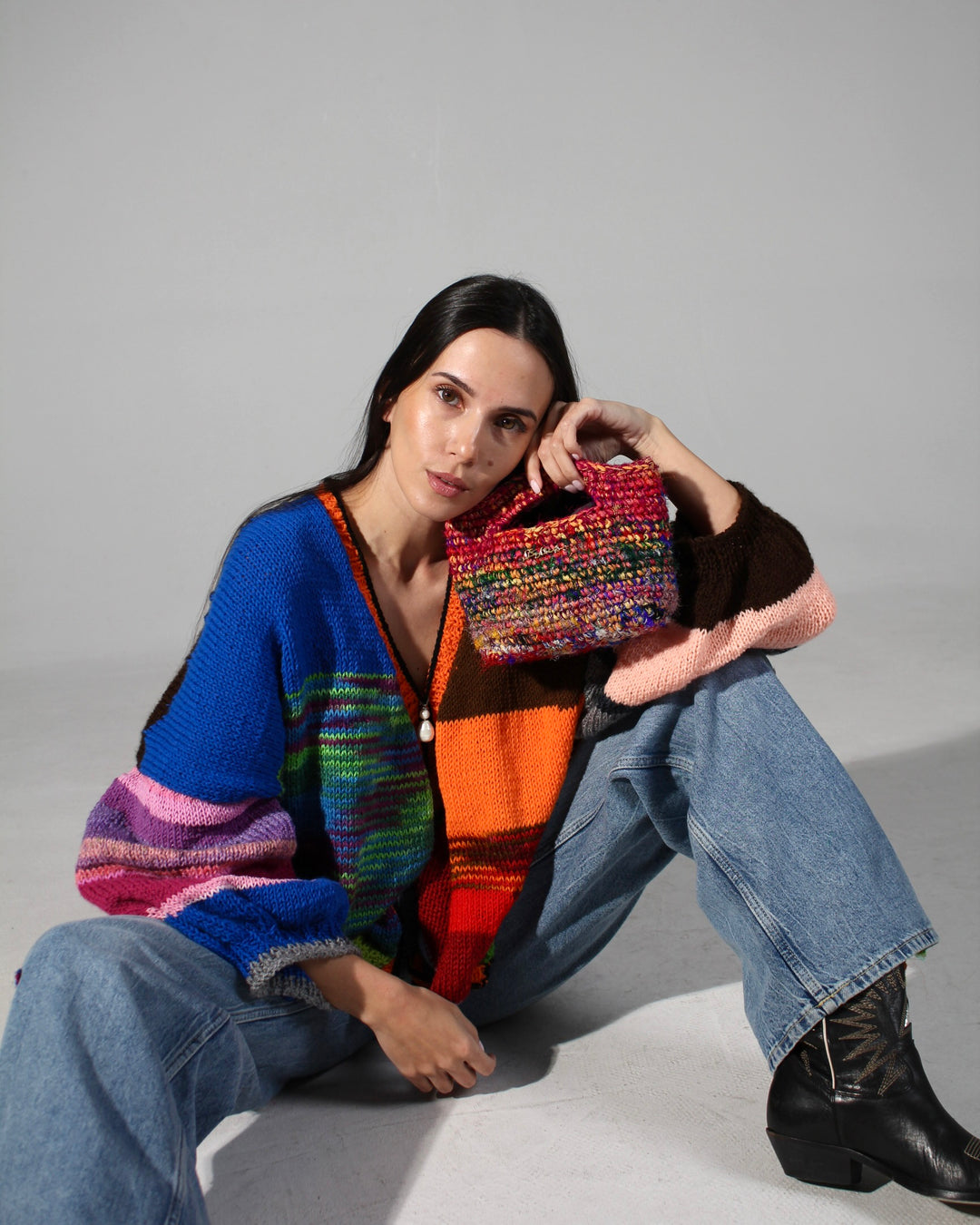 Jen Raffia & Silk Bag