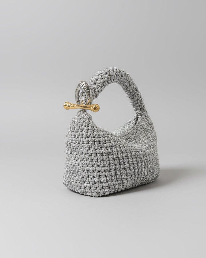 Medium Gigi Clasp Bag - Metallic Silver