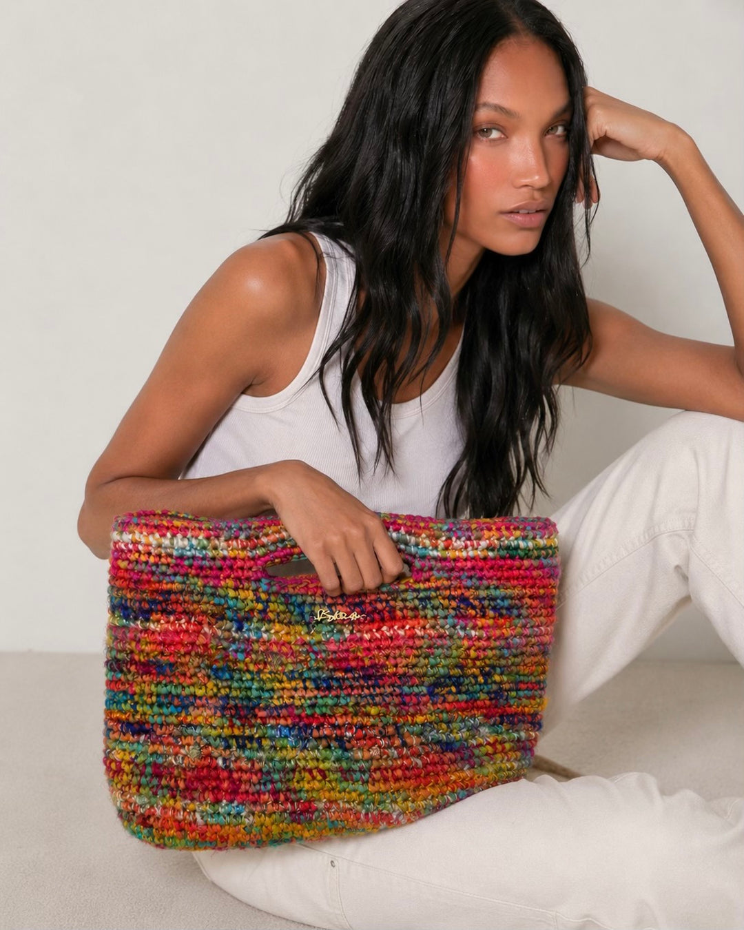 Melly Rafia & Silk Bag