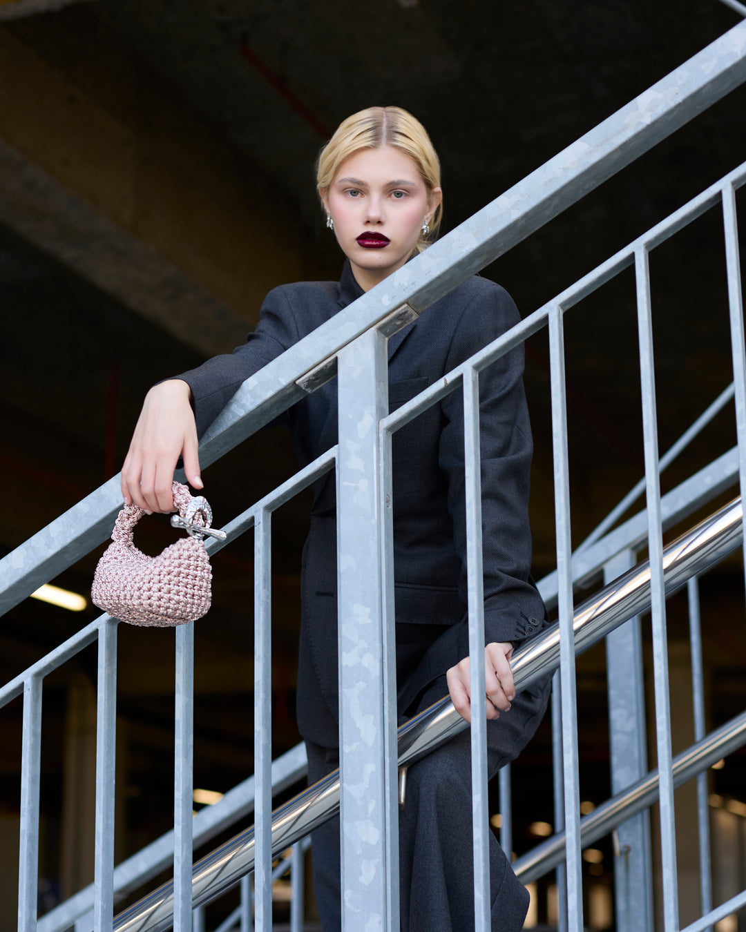 Micro Gigi Clasp Bag - Metallic Rose