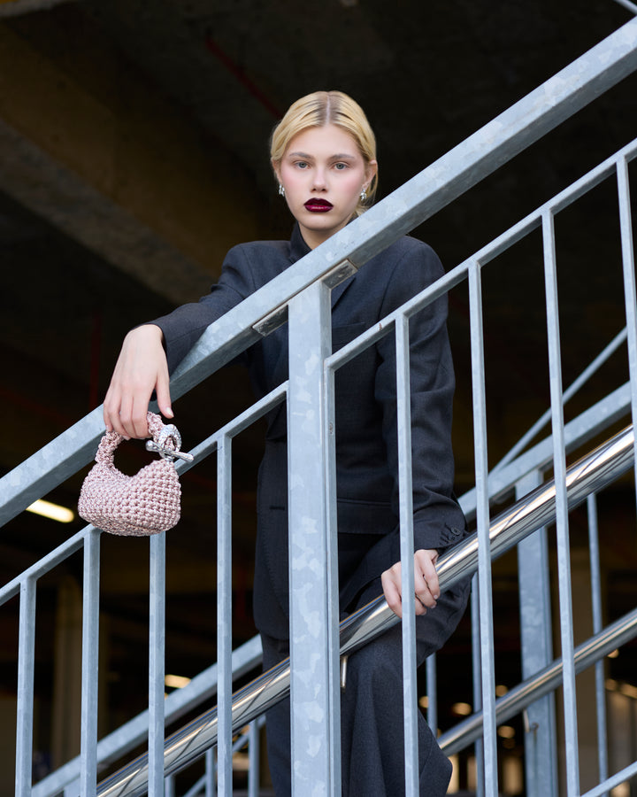 Micro Gigi Clasp Bag - Metallic Rose