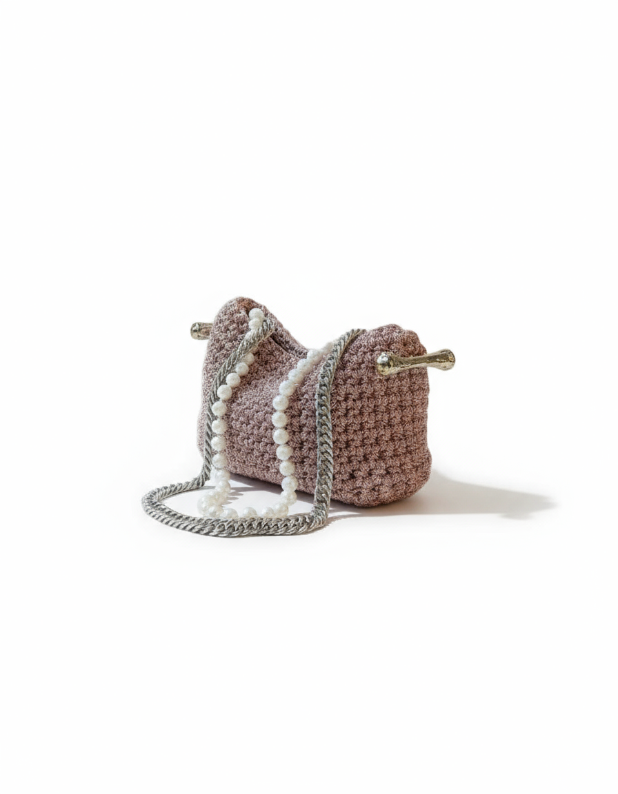 Mini Pearl Stella Clasp Bag - Metallic Rose