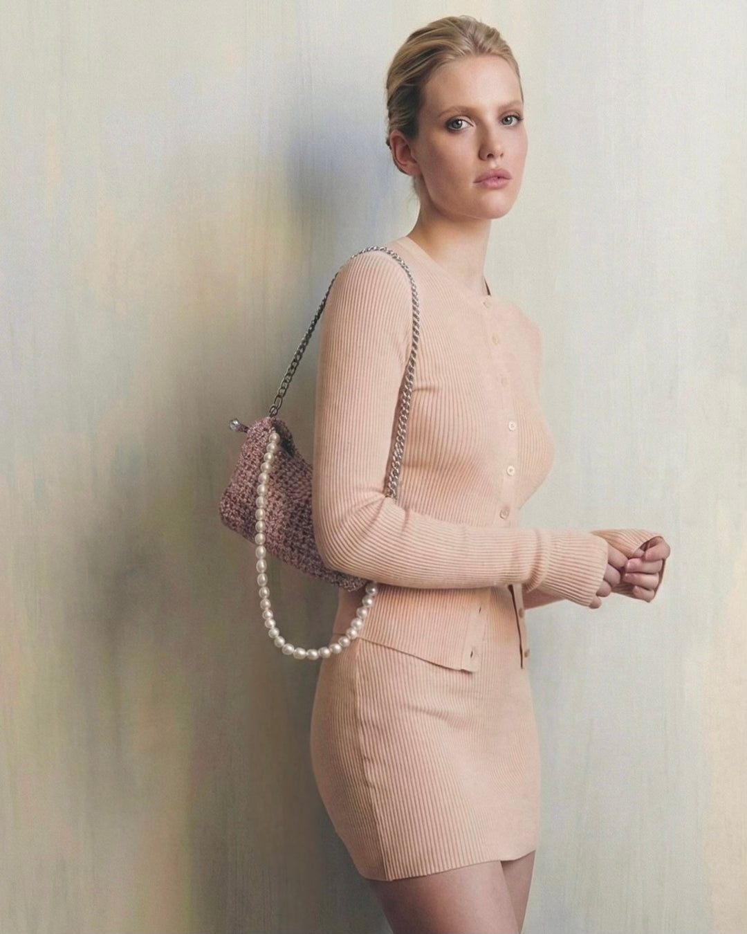 Mini Pearl Stella Clasp Bag - Metallic Rose