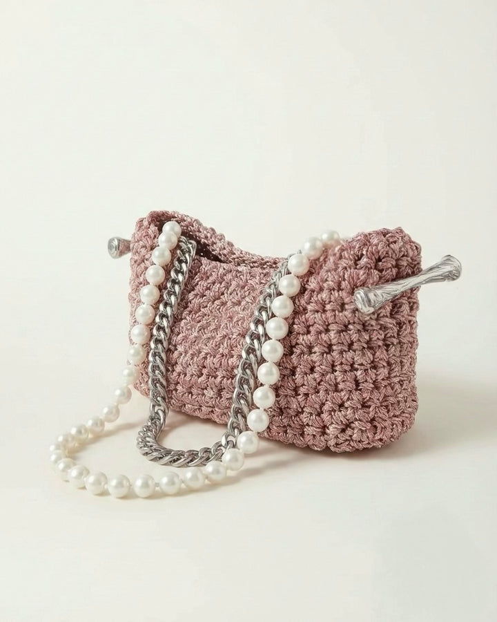 Mini Pearl Stella Clasp Bag - Metallic Rose