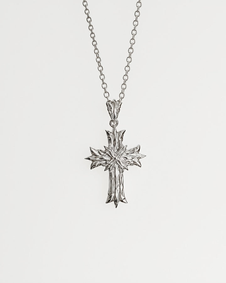 Royal Cross Necklace - Polished Sterling Silver