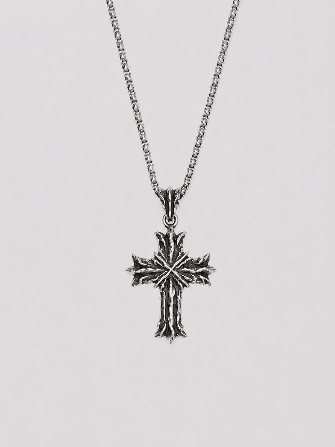 Royal Cross Necklace - Patina Silver