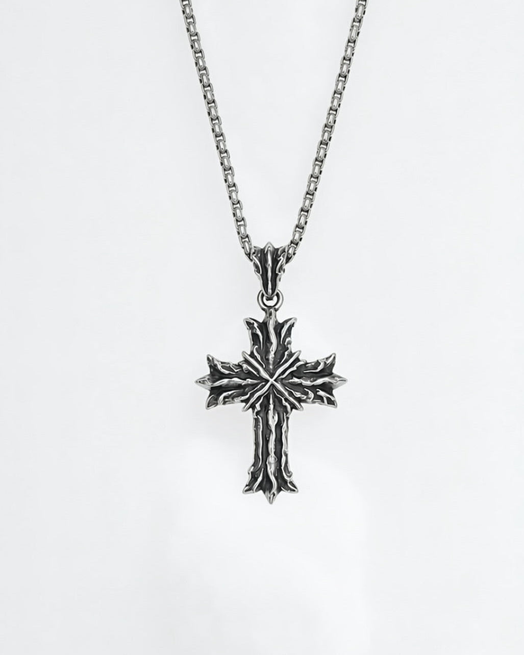 Royal Cross Necklace - Patina Silver