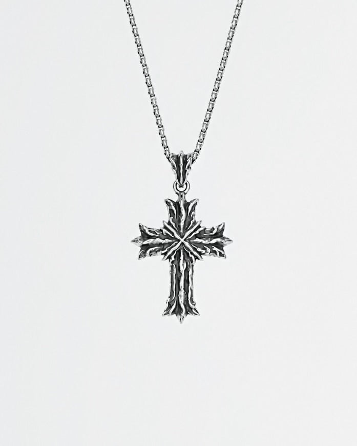 Royal Cross Necklace - Patina Silver
