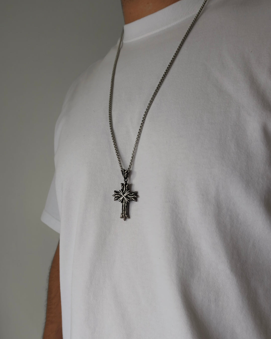 Royal Cross Necklace - Patina Sterling Silver