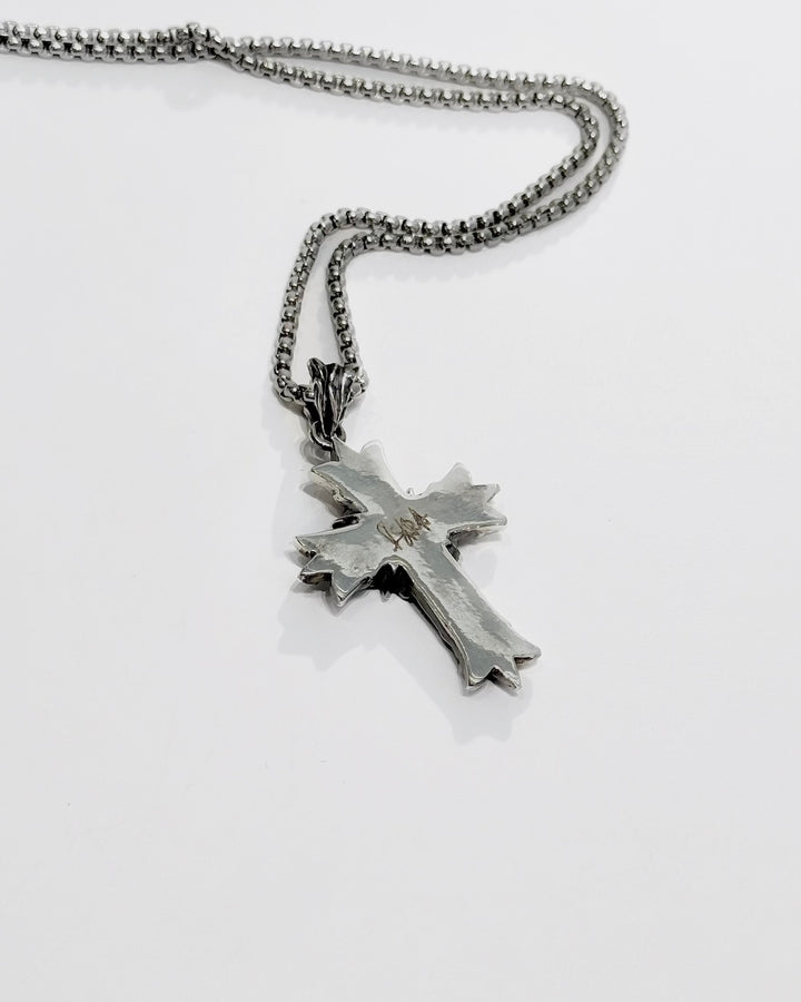 Royal Cross Necklace - Patina Sterling Silver