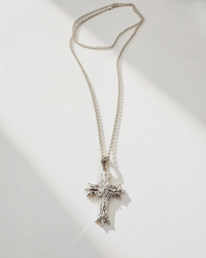 Royal Cross Necklace - Polished Sterling Silver
