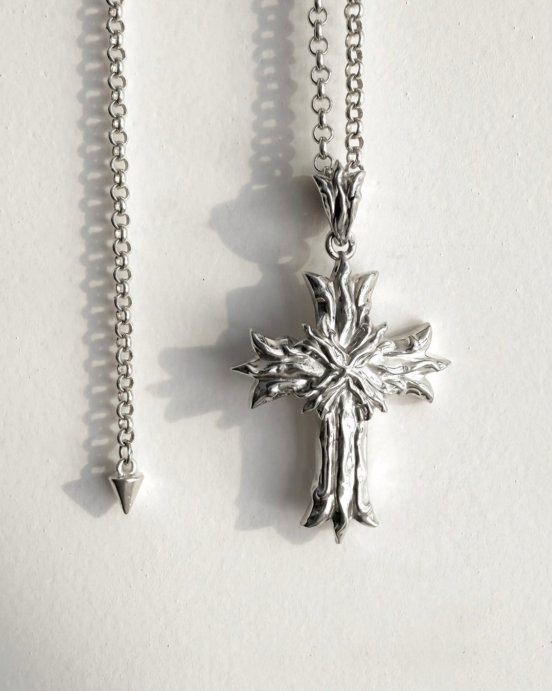 Royal Cross Necklace - Polished Sterling Silver