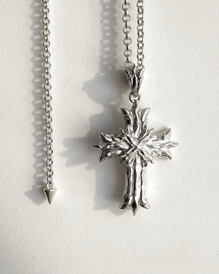 Royal Cross Necklace - Polished Sterling Silver