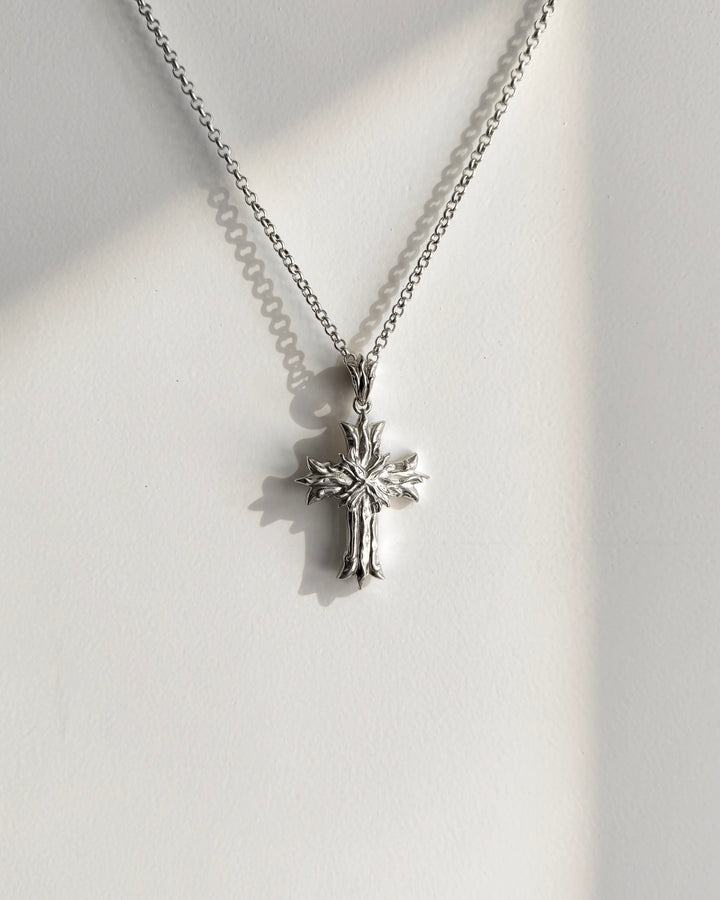 Royal Cross Necklace - Polished Sterling Silver