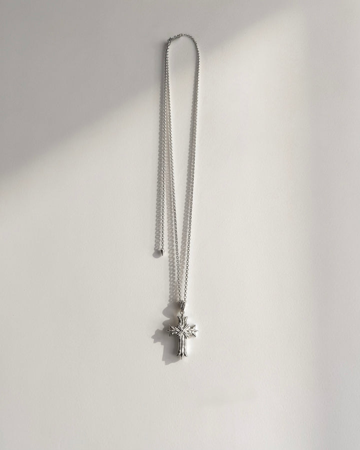 Royal Cross Necklace - Polished Sterling Silver