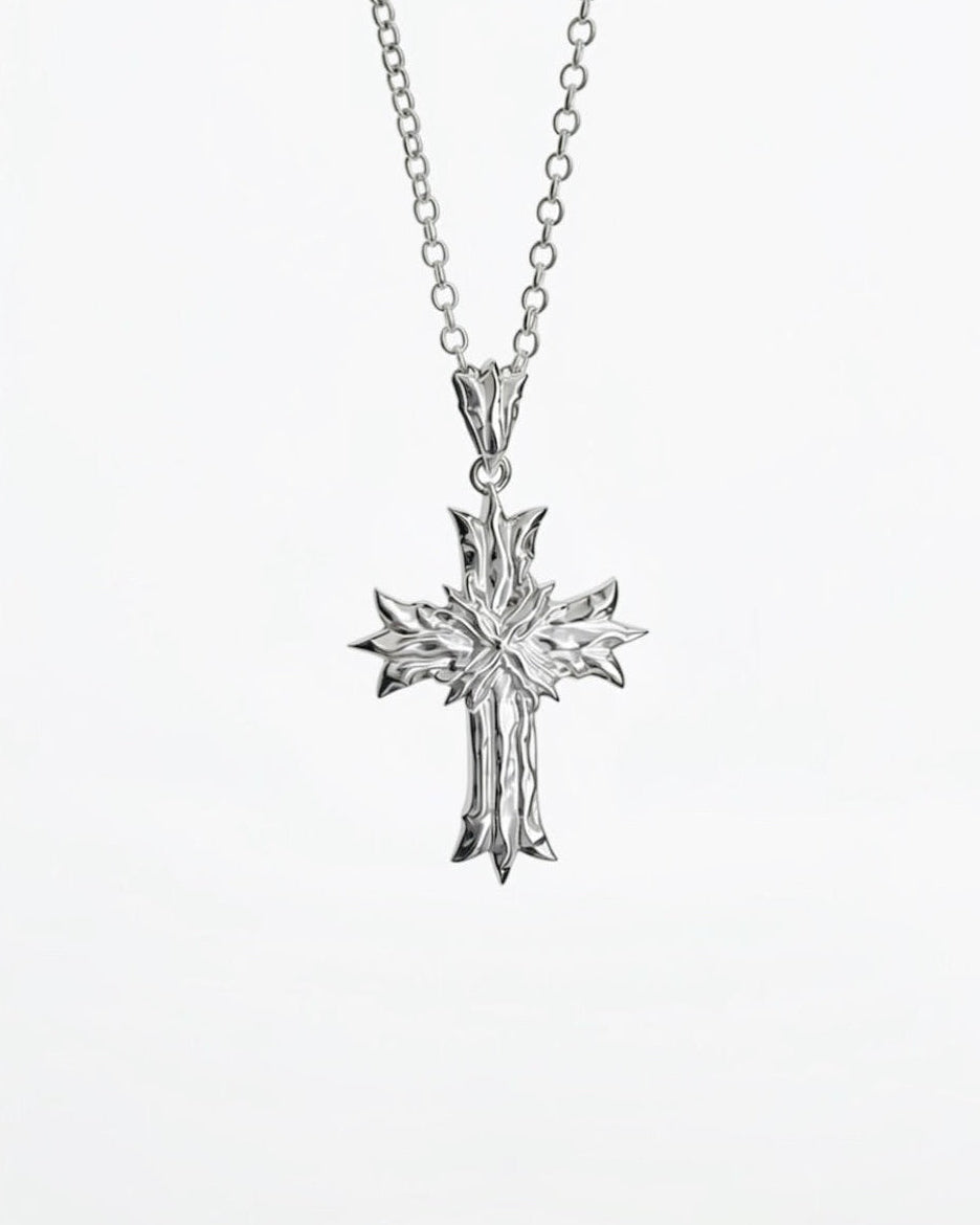 Royal Cross Necklace - Polished Sterling Silver