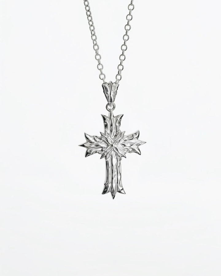Royal Cross Necklace - Polished Sterling Silver