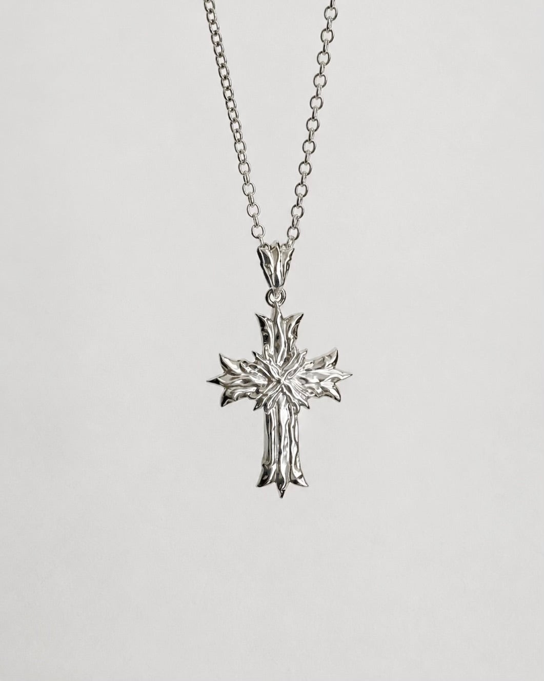 Royal Cross Necklace - Polished Sterling Silver