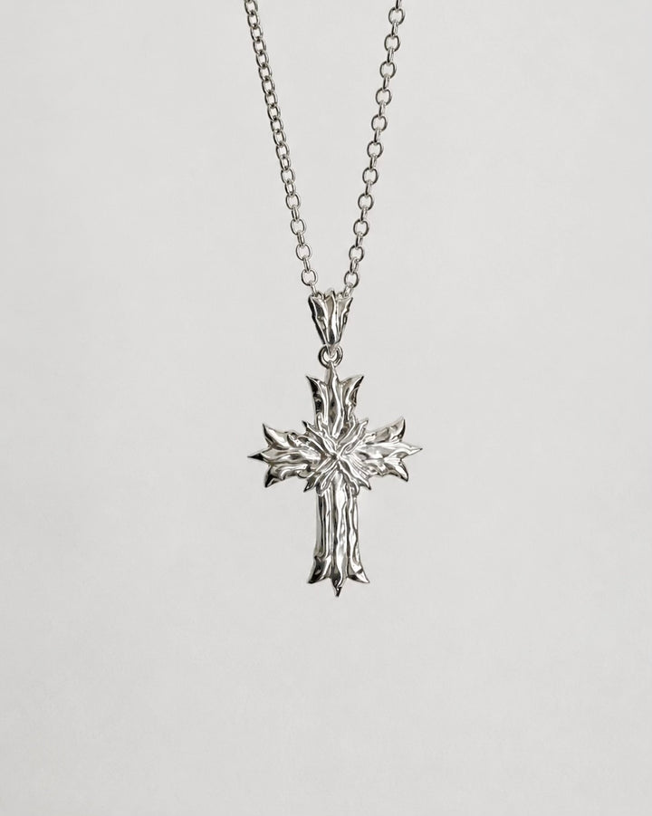 Royal Cross Necklace - Polished Sterling Silver