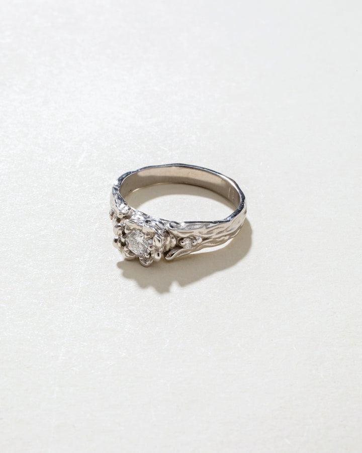 Royal Crown 14K White Gold Diamonds Ring