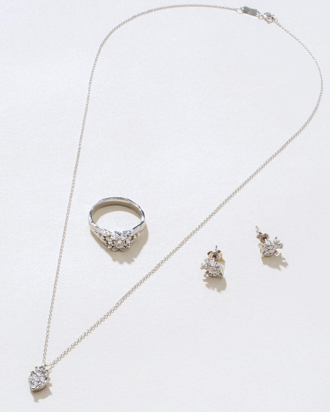 Royal Crown 14K White Gold Diamonds Ring