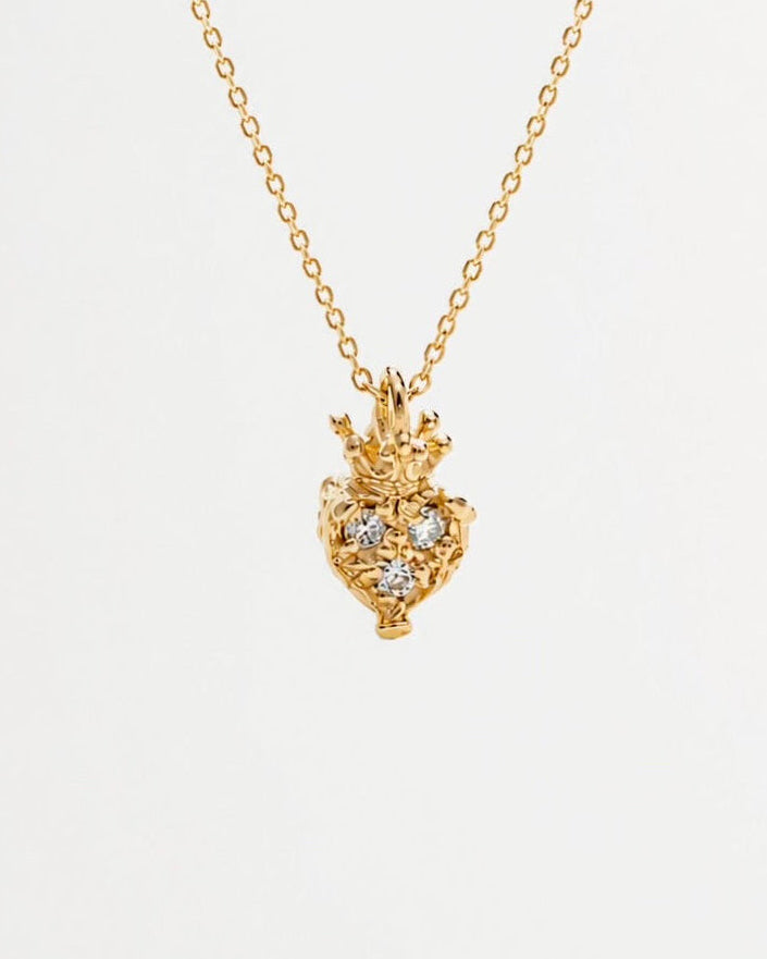 Royal Crown Heart - Gold Diamonds Necklace