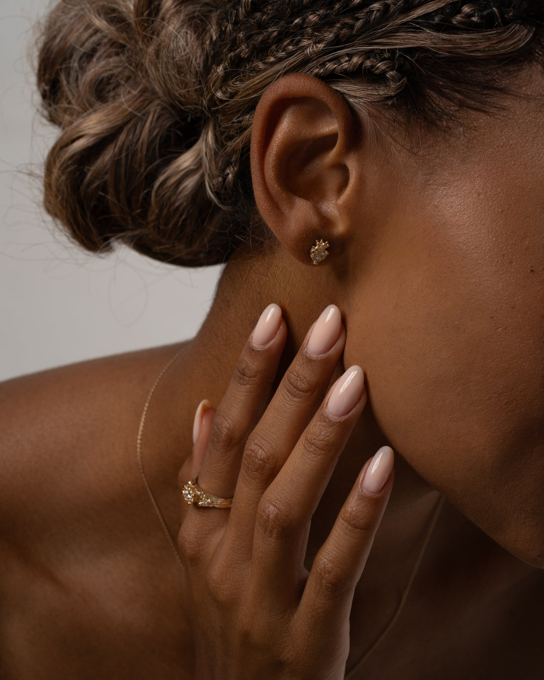 Royal Crown Heart 14K Gold Diamond Earrings