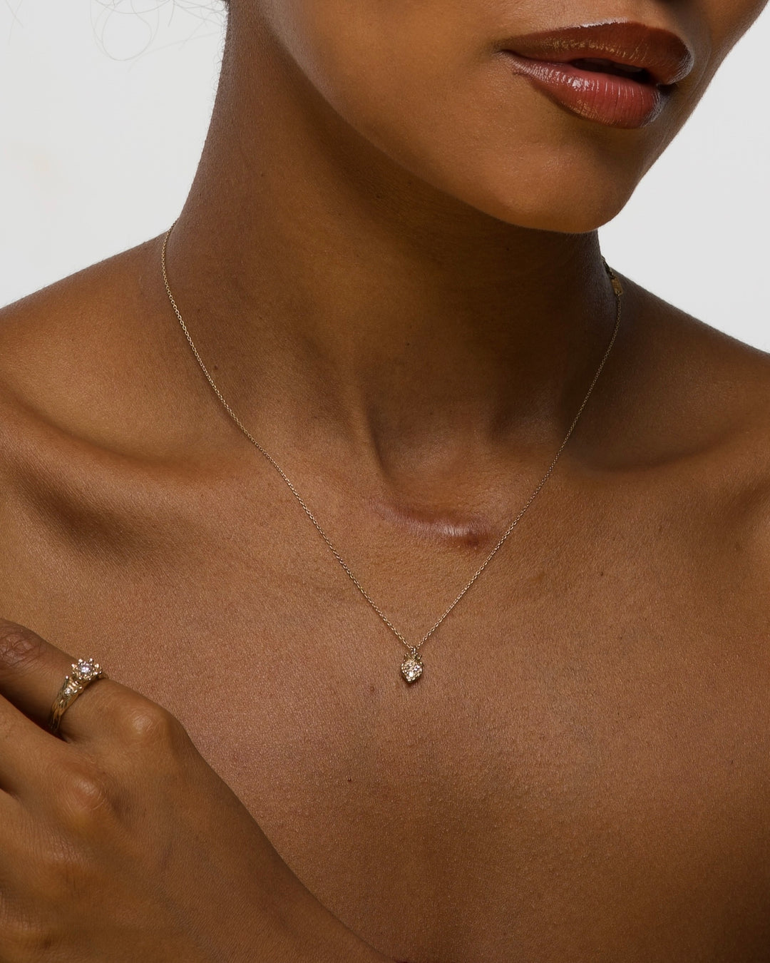 Royal Crown Heart 14K Gold Diamonds Necklace