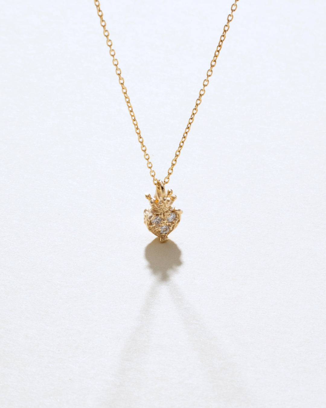 Royal Crown Heart 14K Gold Diamonds Necklace