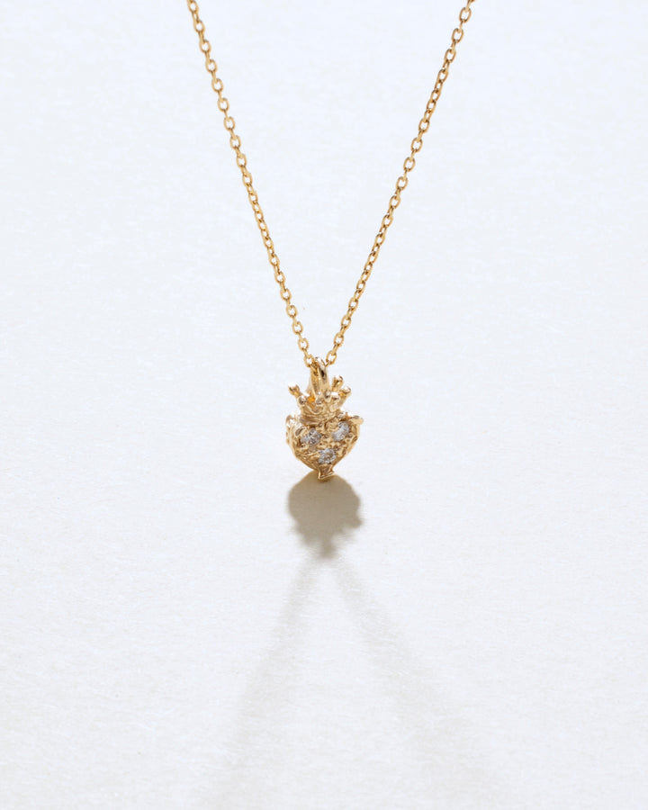 Royal Crown Heart 14K Gold Diamonds Necklace