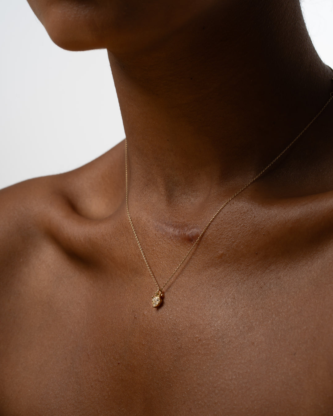 Royal Crown Heart 14K Gold Diamonds Necklace