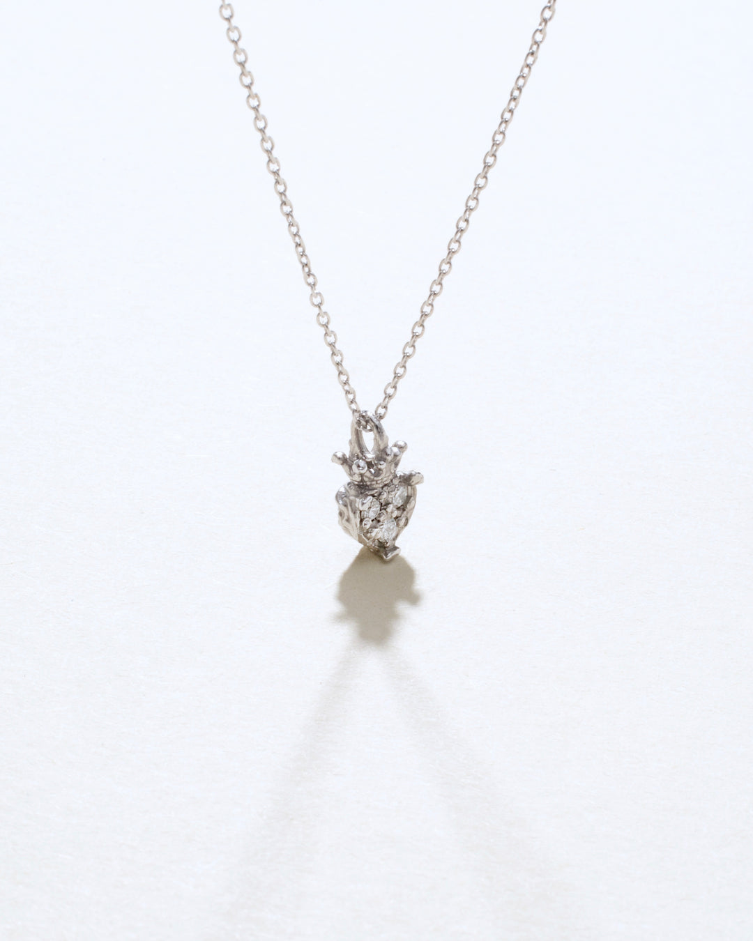 Royal Crown Heart 14K White Gold Diamonds Necklace