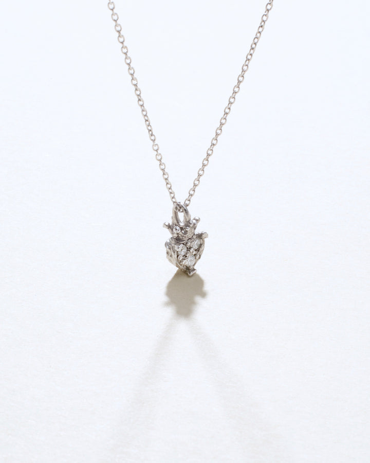 Royal Crown Heart 14K White Gold Diamonds Necklace